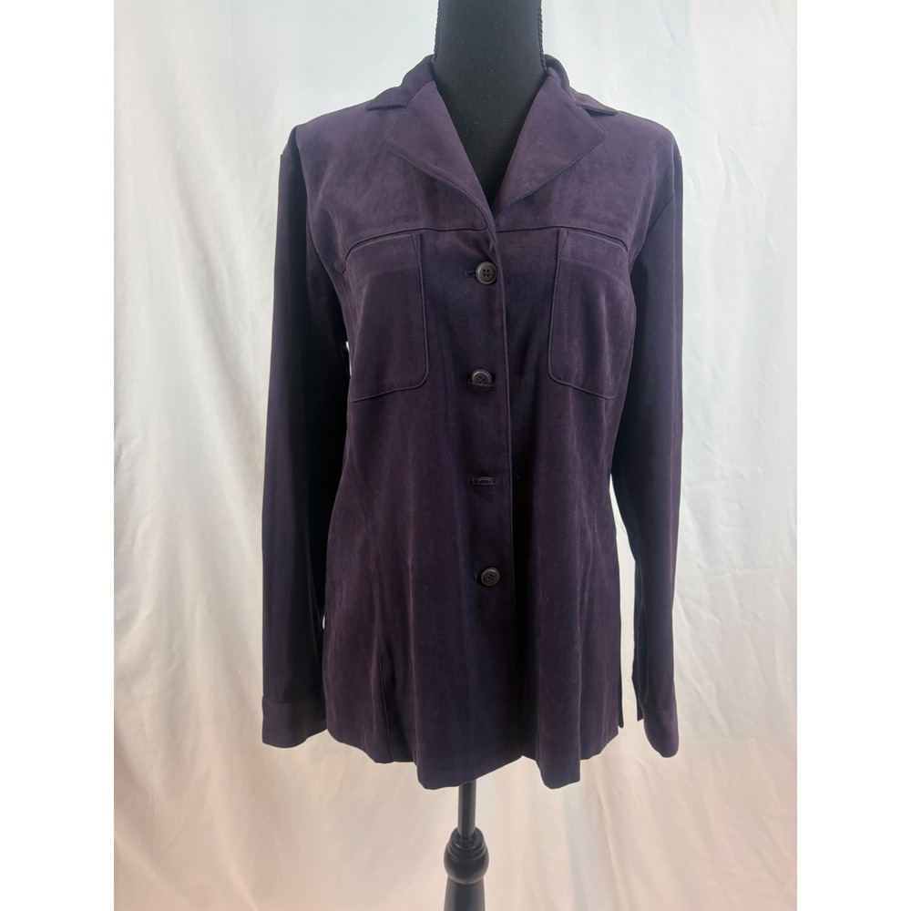 Compagnie Internationale Express Purple Faux Suede Shirt Jacket Medium